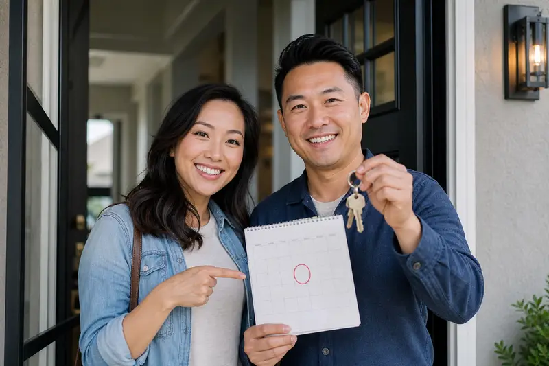 Happy couple celebrating sold home